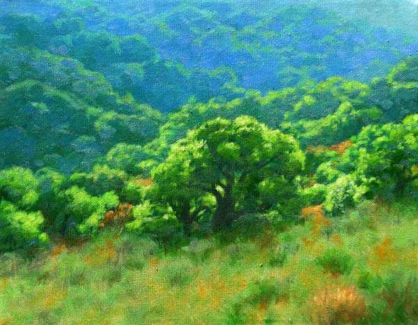Backlit Oak 3, oil on canvas