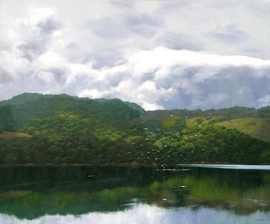 Crystal Springs, Soaring Gulls, oil on canvas