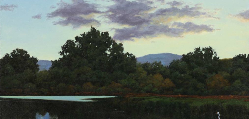 Egret at Twilight, Baylands painting by Jim Promessi