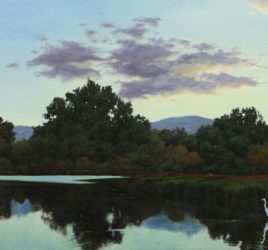 Egret at Twilight, Baylands painting by Jim Promessi